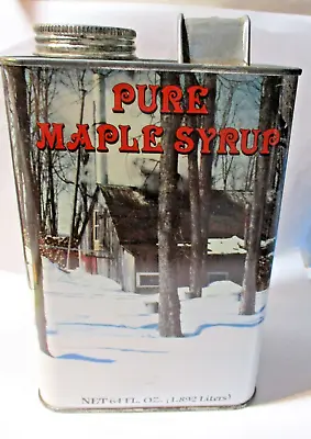 Pure Maple Syrup New York 1984 Tin Litho 64 Oz New England Container Co VT Empty • $17