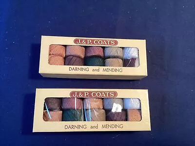 Vintage J&P Coats Darning And Mending Thread Balls 2 Full Boxes Of 10 Each • $12.50