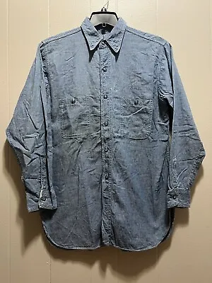$199.99 • Buy Vtg WWII Denim Chambray Stenciled Workwear Military 1940s Selvedge Shirt USNR