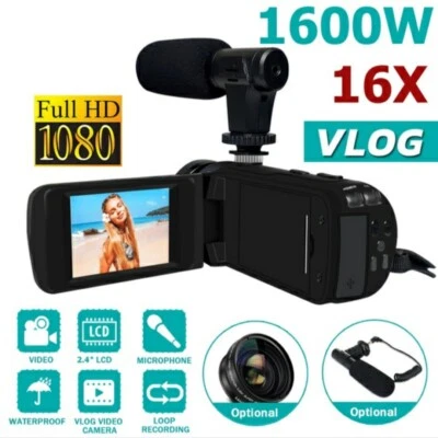 $39.99 • Buy 1080P HD Digital Video Camera Camcorder For YouTube Vlogging Recorder+Microphone