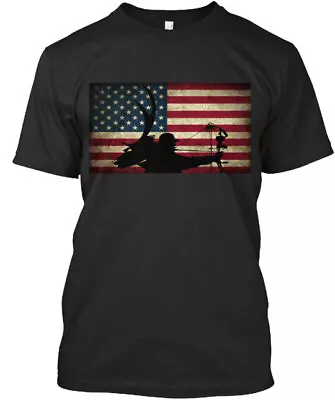 Sick Rack American Flag Bow Hunter T-Shirt Made In The USA Size S To 5XL • $21.59