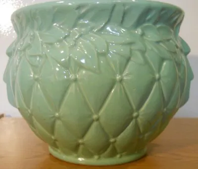 McCoy Green Quilted Jardiniere Pottery Planter • $90