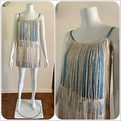 1960s Fringe Dress Mod Go Go Babydoll Mini Cocktail Flapper Dance Groovy VTG • $213.60