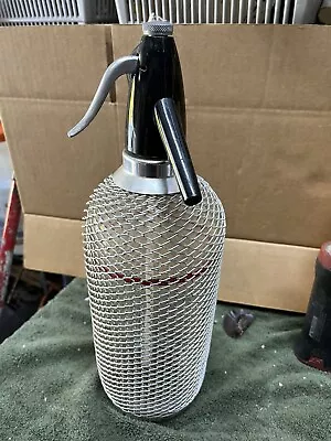 Vintage Soda Siphon Seltzer Glass Bottle With Wire Mesh Czechoslovakia • $28