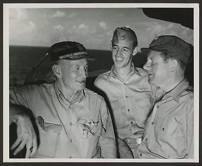 1945 John McCain Sr.  Famous WWII General Aboard The USS Shangri-La  Rare Photo • $79.95