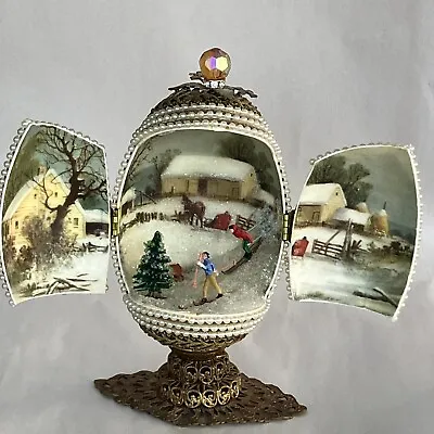 Estate Antique Footed Decorated Egg Christmas • $25