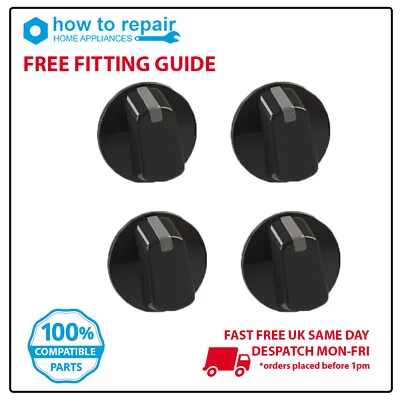 Kenwood 48mm Black Cooker Oven Hob Control Knob Pack Of 4 • £19.99