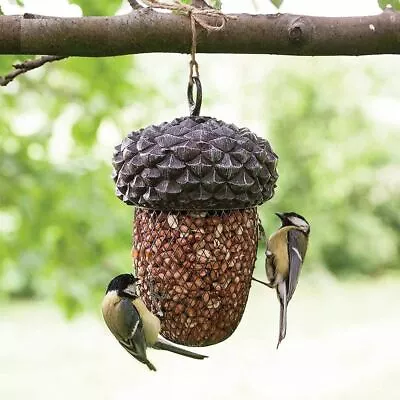 Outdoor Garden Hanging Acorn Shaped Metal Wild Bird Nuts & Seeds Feeder  • £8.49