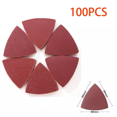 100PCS Triangle Sanding Pads For Oscillating Multi-Tool Hook Loop Sandpaper Disc • $11.99