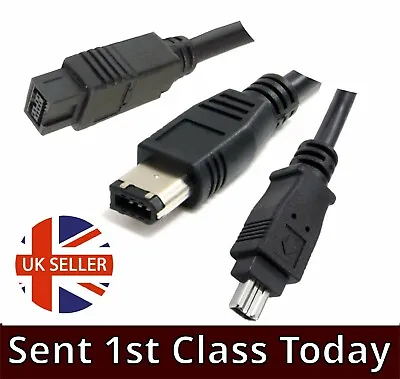 £3.99 • Buy Firewire Cable 4 6 9 Pin DV Laptop Pc Camera Sony Panasonic Video Camcorder Lead
