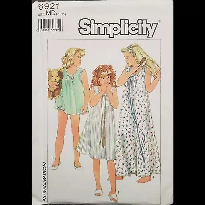 Vtg Simplicity Girls' Nightgown In 2 Lengths & Babydoll Pattern 6921 Sz MD UNCUT • $8.99