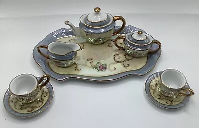 Miniature Tea Set Porcelain Hand Painted Gold Rimmed Vintage Made In Germany • $29