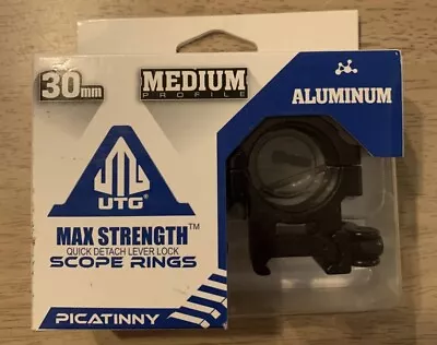 $26.98 • Buy UTG 30mm SCOPE RINGS QD LEVER LOCK MEDIUM PROFILE WEAVER PICATINNY MOUNT MED NEW