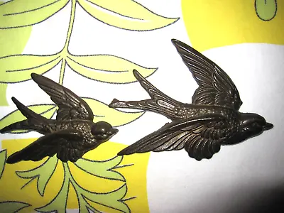 2 Vintage Metal Swallows Set Of 2 Birds Hanging Wall Decor 5  LONG • $9.99