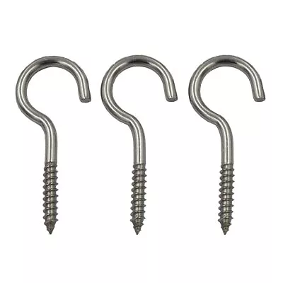 Screw In Hooks ALL SIZES Stainless Steel Marine Boat Garden Shed Hook Heavy Duty • £6.88