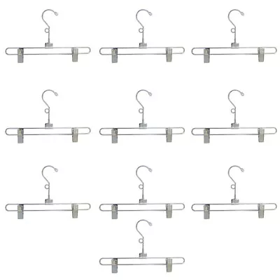 25 Pc 12  Metal Hangers Chrome Pant Skirt Hanger Clip Fixture Retail Adult Size • $49.99