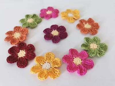 £8 • Buy 10 Handmade Colourful Flowers, Crochet Festival Sewing Applique, Party/Wedding 