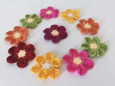 5 Handmade Colourful Flowers Crochet Festival Sewing Applique Party/Wedding  • £10