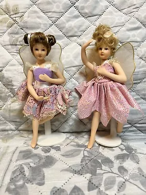 Vintage Jointed Porcelain/Bisque Ballerina Dolls  With Stand 7” • $24