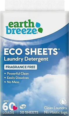 Earth Breeze Laundry Detergent Fragrance Free  LOT - 30 Sheets 60 Loads • $11.97