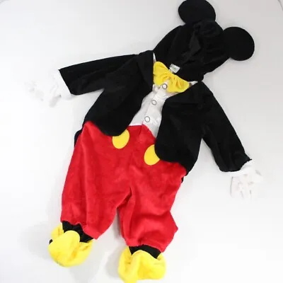 Disney Baby Infant Boys Mickey Mouse Costume Size 3-6 M One Piece Hood Gloves • $25