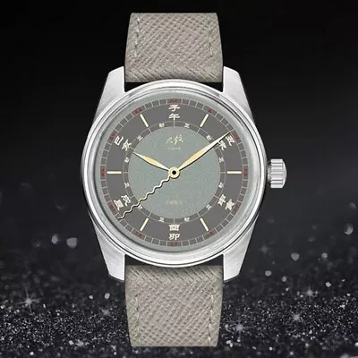 MERKUR Men Luxury Watch 38mm Retro Manual Wind Mechanical Wristwatch M01D Gray • $118.50