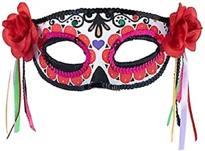 Day Of The Dead Halloween Half Mask Women Fancy Dress Costume Accessory • £9.99