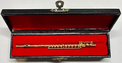 Miniature Silvertone Metal Flute Replica Musical Instrument In Red Lined Case • $14.99