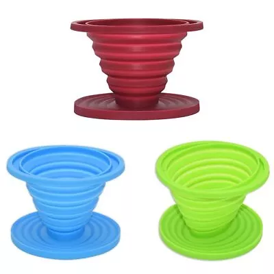 Collapsible Silicone Coffee Dripper Filter Reusable Foldable Cone Drip Cups⛱- • £5.27