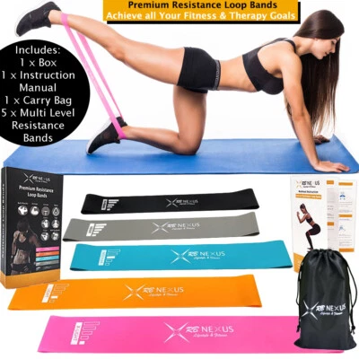 $17.99 • Buy RB Nexus Resistance Loop Bands Set Of 5 For Men & Women - Workout & Fitness