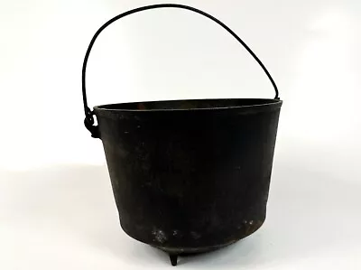 Antique 10  Handmade Primitive Survival Cast Iron 3 Foot Cauldron Cooking Pot • $44.99