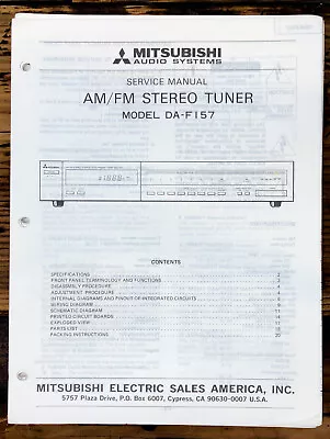 Mitsubishi DA-F157 Tuner Service Manual *Original* • $14.97