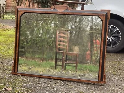 LARGE ANTIQUE AESTHETIC BURR WALNUT AND EBONISED WALL MIRROR Delivery Available • £245