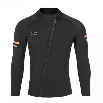 Wetsuit Top Men's 1.5mm Neoprene Wetsuits JacketFront Zipper Long Sleeves • $44.43