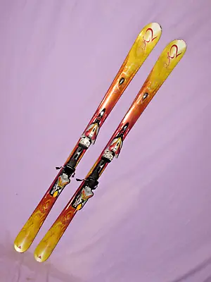 K2 Burnin' Luv T:Nine T9 Women's Skis 153cm W/ Marker MOD 11.0  Adj. Bindings ~~ • $165