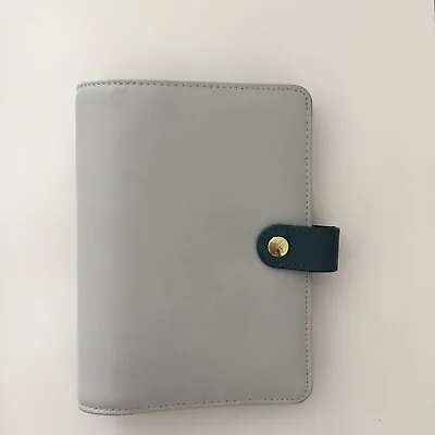 Kikki.K Grey & Aqua Agenda Medium Leather Personal Organiser Planner • $10