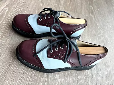 John Fluevog 7th Heaven Angels Blue Burgundy Wingtip Mens 9.5 (fits US 10.5) • $90