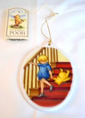 Disney Classic Pooh Christopher Robin & Winnie The Pooh Bear Porcelain Ornament • $19.99