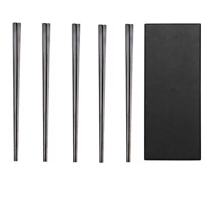 5 Pairs Chinese Metal Black Chopsticks Reusable Stainless Steel Lightweight ... • $15.31