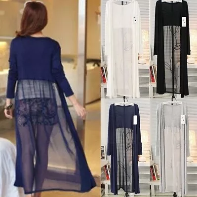 £8.99 • Buy UK Women Boho Chiffon Splice Long Maxi Open Cardigan Shirt Jacket Kimono Coat