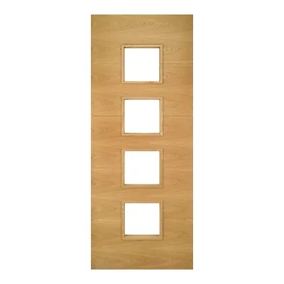 Deanta Augusta Fully Finished Internal Oak Fire Door With Fire Rated Clear Glass • £485