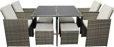 £335.99 • Buy Rattan Garden Furniture Set With Cube Dining Table Chairs Stool 8 Seaters Patio