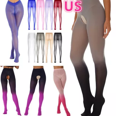 US Women's Mesh Sheer Pantyhose Socks Tights Footed High Stocking Suspender Sexy • $3.90