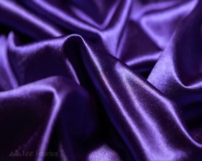 £13.54 • Buy Purple 4 Way Stretch Silky Satin Fabric By Yard Thick Satin