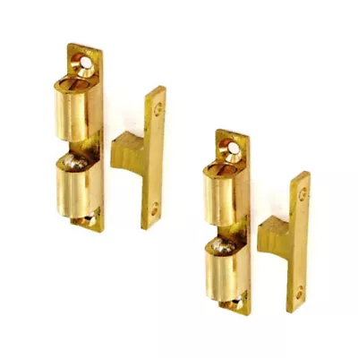 £3.23 • Buy Double Ball Catch Brass PAIR Cabinet Cupboard Door Roller Latch 43mm X 8mm