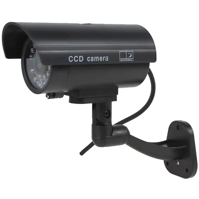 Black Dummy Fake Home Outdoor Surveillance Security Camera Cam CCTV Flashing LED • £6.45