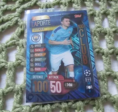 Match Attax Attack 2019/20 19/20 #324 Aymeric Laporte Hundred 100 Club Card • £1.05