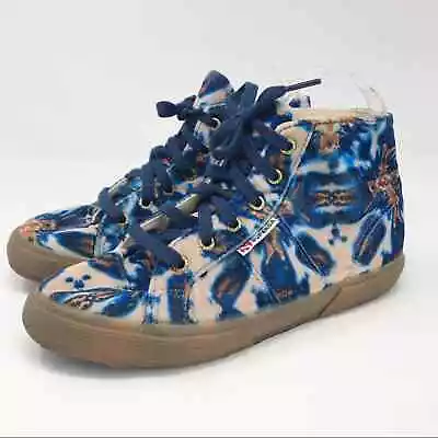 Superga Velvet Tie Dye Acid Wash Batik Blue/brown High Top Sneaker Size 7 • £29.68