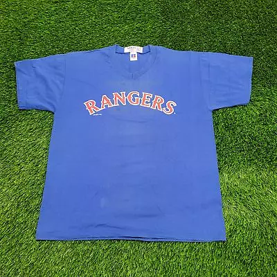 Vintage 1996 MLB Texas-Rangers Mickey-Tettleton Shirt XL-Short 23x28 Blue Arch • $12.03