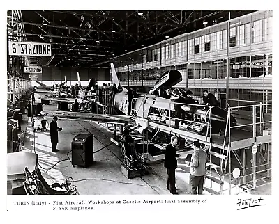 1950s Turin Italy Fiat Aircraft Factory Caselle Airport F-86K Planes VTG Photo • $14.50